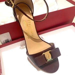 Ferragamo Gavina Patent Calf sandals in Burgundy